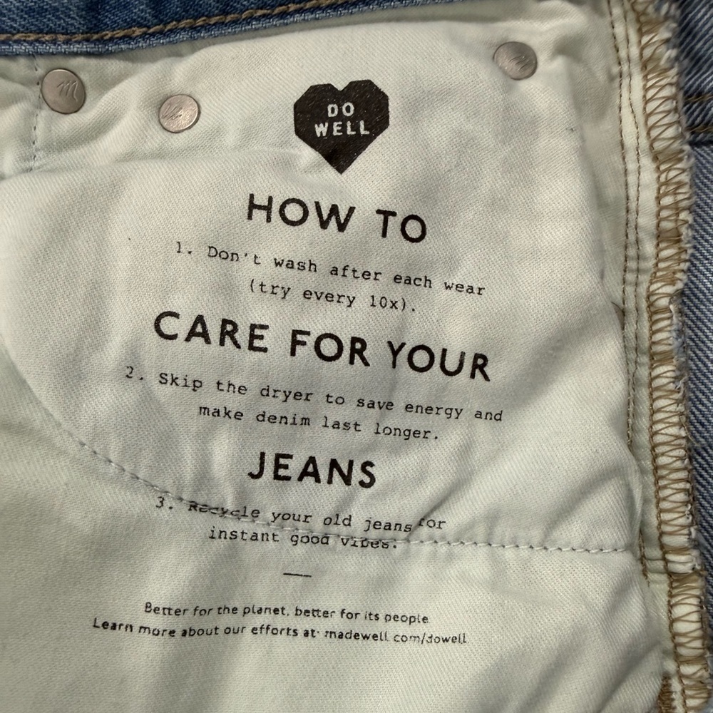 Madewell /Women’s Light Blue Distressed Straight Leg Jeans/ THE MOMJEAN /Size 27 - Picture 10 of 14